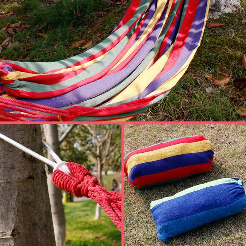 280X100ซม.ผ้าใบ Rainbow Stripe Anti Rolling Over แขวน Swing Hammock Outdoor Camping Camping Garden Backyard เฟอร์นิเจอร์