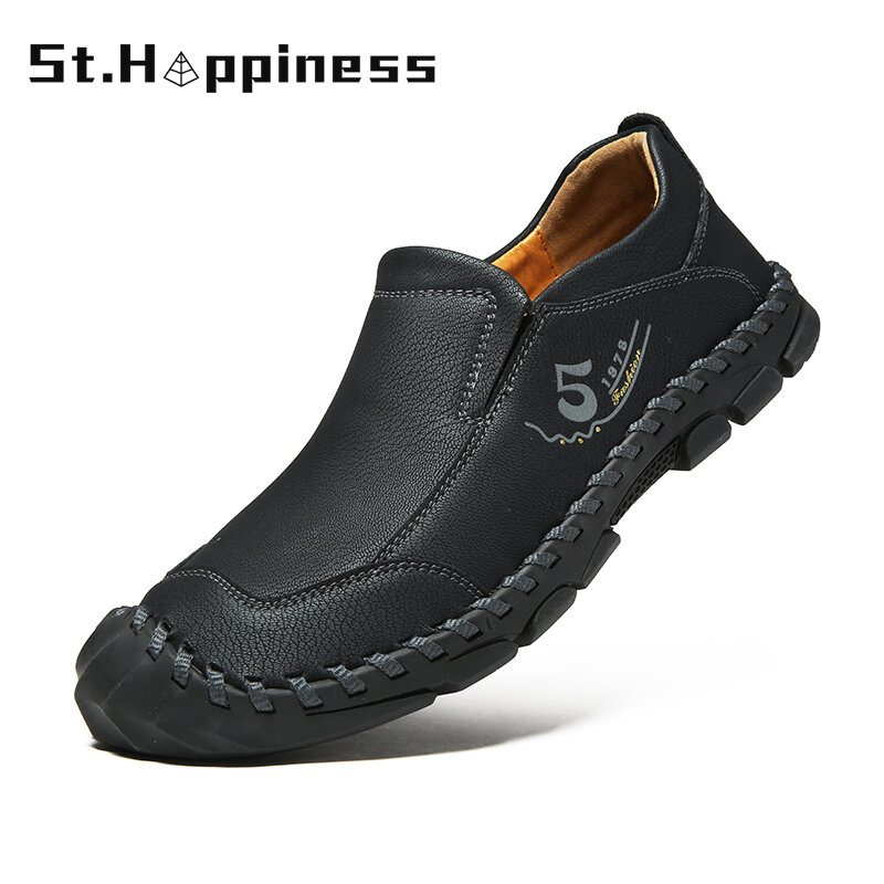 2021 nowych mężczyzna obuwie moda miękkie skórzane buty do jazdy samochodem marki Slip On płaskie buty mokasyny mokasyny męskie buty Big Size
