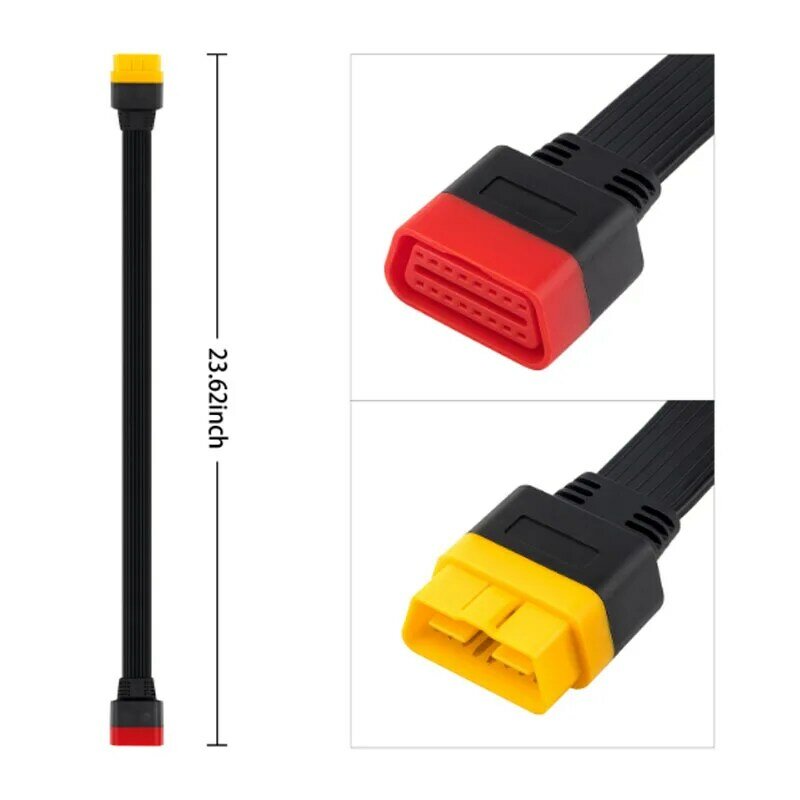 Câble d'extension OBD2 pour testeur de voiture, 60cm, pour X431/906s Easydiag 3.0/Mdiag/Golo, connecteur étendu mâle à femelle 16 broches