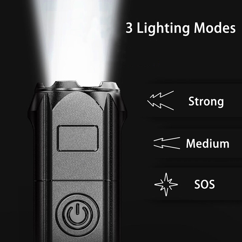 Linterna Led C5 superbrillante con zoom, recargable por USB, T6, táctica, para acampar, senderismo, pesca, al aire libre
