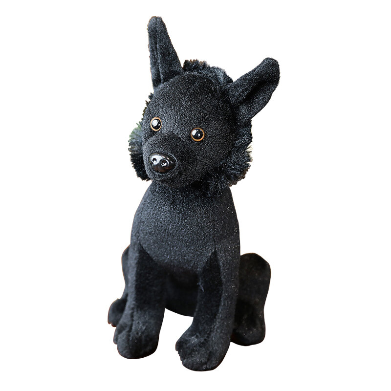 Simulation animal cute little black dog plush toy doll gift for kids dog doll photography photo decoration