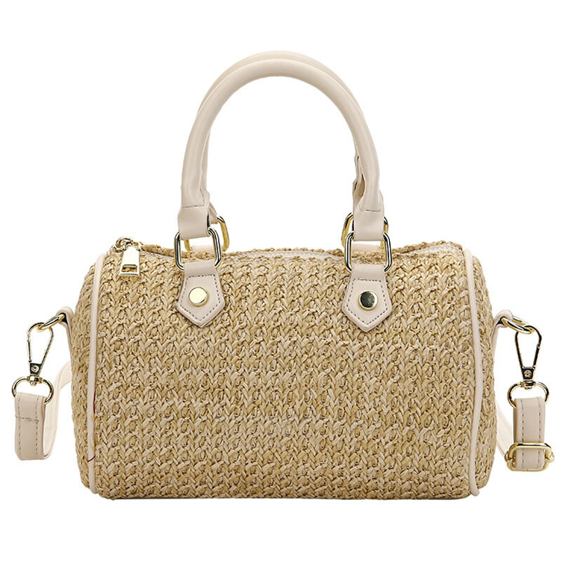Aaby 2021 New Fashion PU Tote Bag per donna borsa a tracolla in paglia di alta qualità borsa estiva portatile Boston