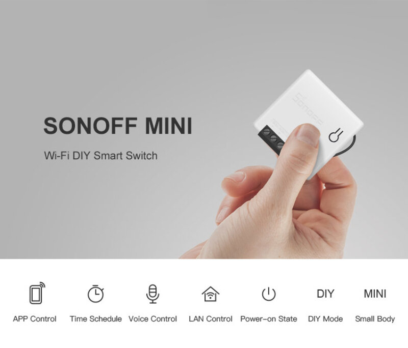 Inteligente Wifi en casa interruptor Sonoff interruptor inteligente barato Sonoff MINI automatización inalámbrica de Control remoto Alexa Google Control de voz