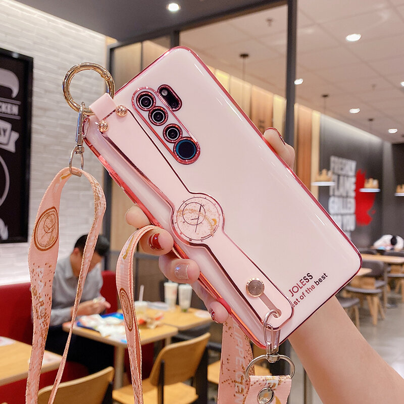 Funda de teléfono con correa de muñeca para Xiaomi Redmi Note 8 Pro 8T RemiNote8, funda suave, accesorio