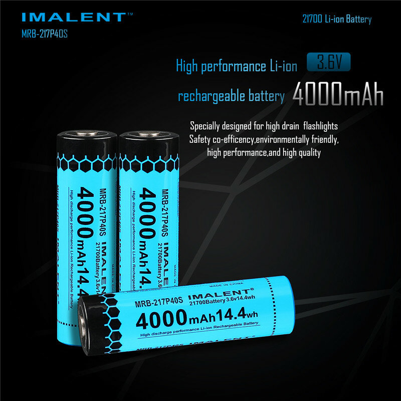 IMALENT 충전식 리튬 이온 배터리 3.6V 100% 새로운 원래 Accumulators 리튬 4000mAH 21700 배터리 손전등 MS06