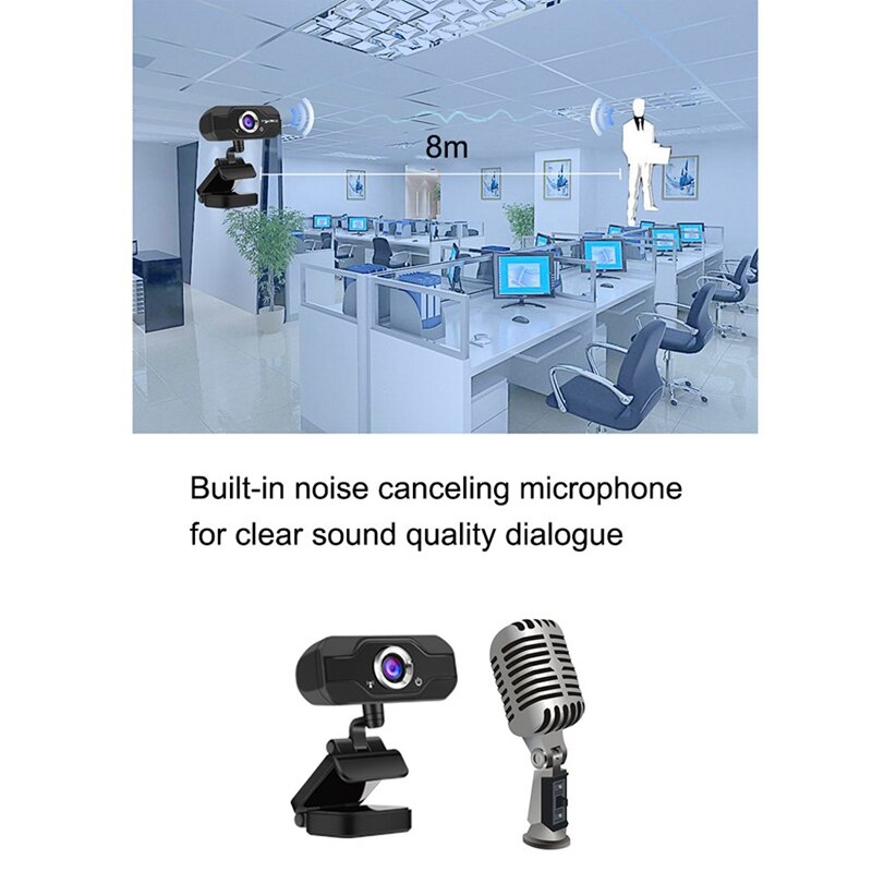 Webcam led megapixels usb 2.0 hd web cam embutido microfone hd widescreen chamada de vídeo e gravação de câmera com microfone clip-on