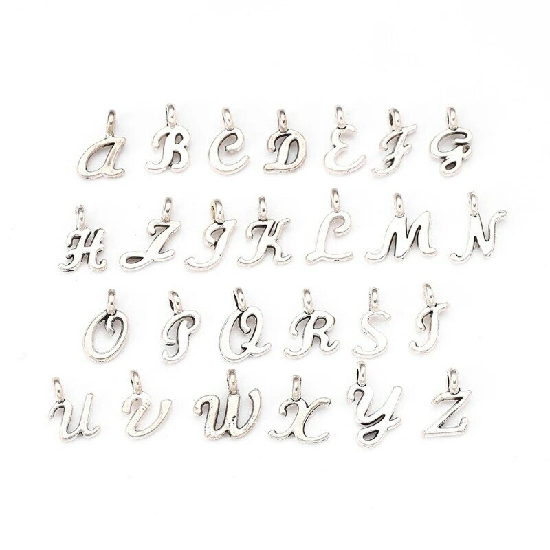 A-Z colgante de aleación con 26 letras, colgante de orificio grande bricolaje para pulsera
