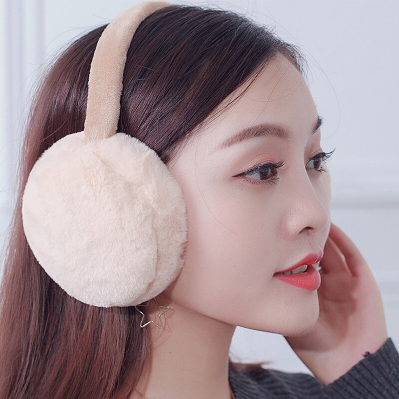 Feminino dobrável completo surround earmuffs ajustável pele do falso orelha mais quente bandana inverno protetor de earlap