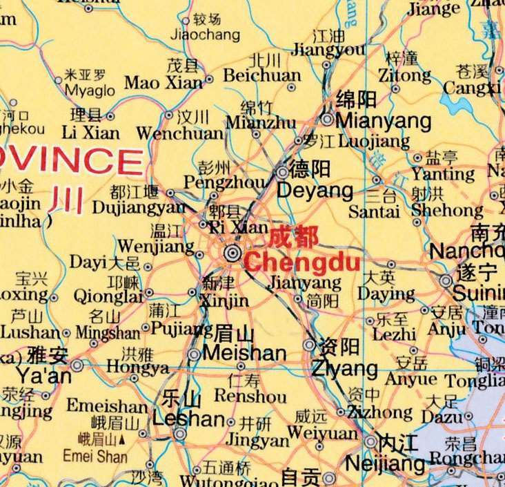 대형 접이식 중국어 지도, 중국어와 영어 대비, 선명하고 읽기 쉬움, 학습 문구