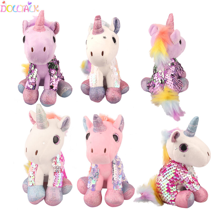 Mini jouet licorne multicolore à paillettes, poupées brillantes faites à la main pour filles, cadeaux d'anniversaire et de vacances, jouet cheval