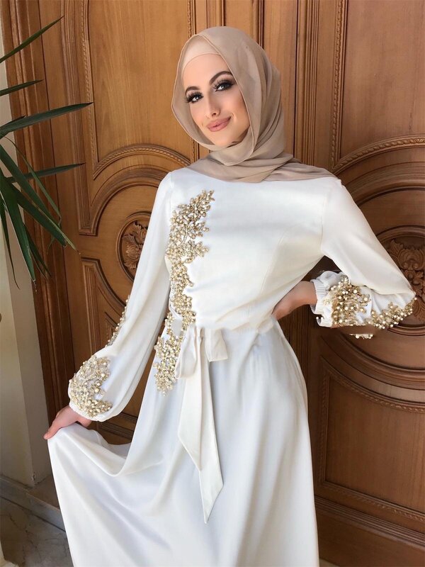 Gaun Jilbab Muslim Abaya Dubai Turki Pakaian Islami Kaftan Kaftan Marocain untuk Wanita Gaun Ramadhan Jubah Muslim