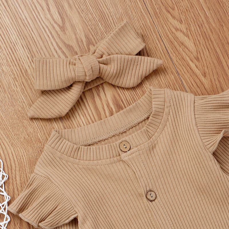 Vêtements en coton tricoté pour nouveau-né fille et garçon, barboteuse longue, combinaison, tenues d'automne, 2 pièces