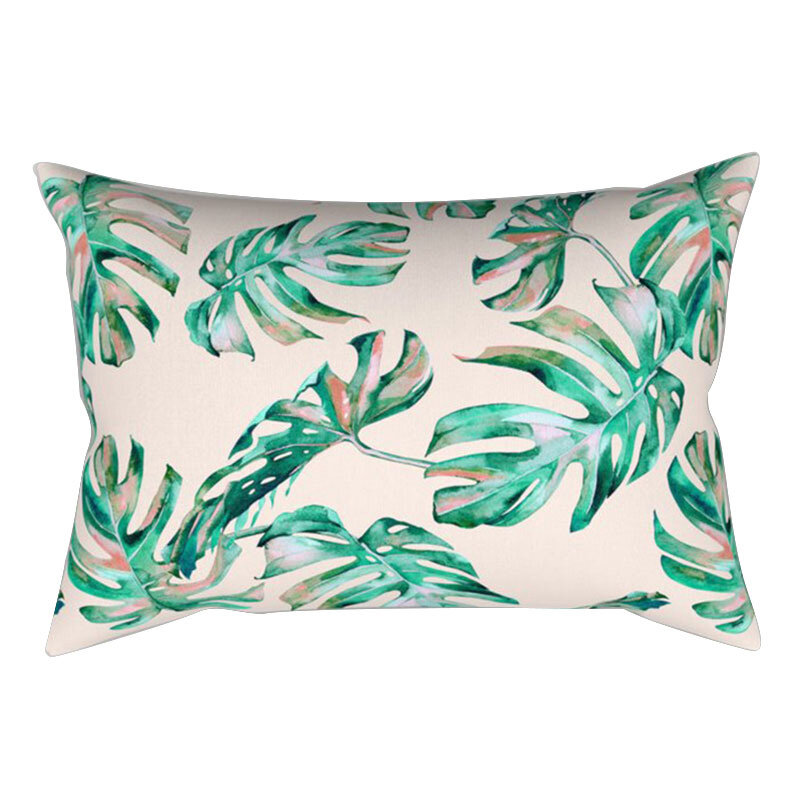 Funda de cojín de poliéster con diseño de Cactus y hojas tropicales, funda de almohada decorativa para el hogar, sofá, 30x50cm