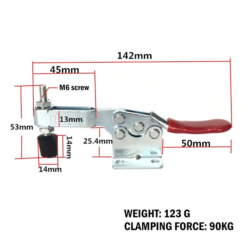 2/4ชิ้น/เซ็ต Red Toggle Clamp GH-201B 100กก.Quick Release เครื่องมือแนวนอน Clamps ใหม่ Heavy Duty เครื่องมืออุปกรณ์เสริม