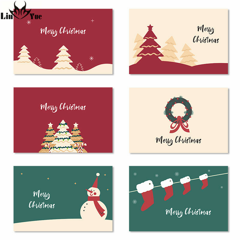 ミックスデザインメリークリスマスグリーティングカードサンタ雪だるまdiy装飾パーティー招待状レターホリデーグリーティングカード