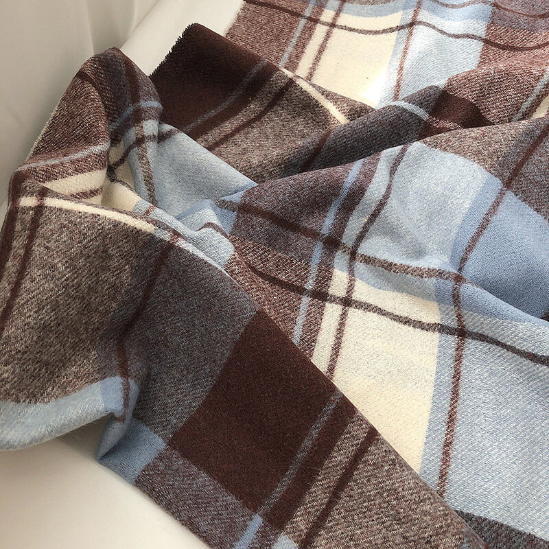 Inverno grosso quente cachecol design xadrez impressão feminina cashmere pashmina xale lady wrap tassel lenços de malha homem foulard cobertor