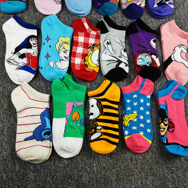 ALYDamei 5 pairs of cartoon pattern short boat socks creative socks