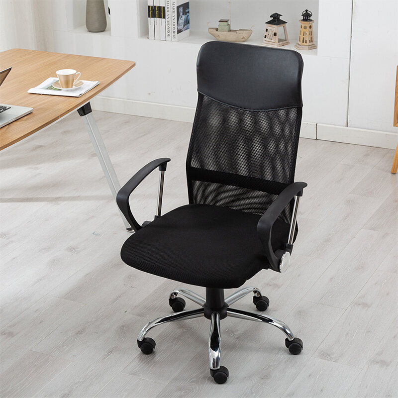Cadeira de escritório encosto alto de malha, poltrona ajustável, altura giratória e apoio lombar ergonômico