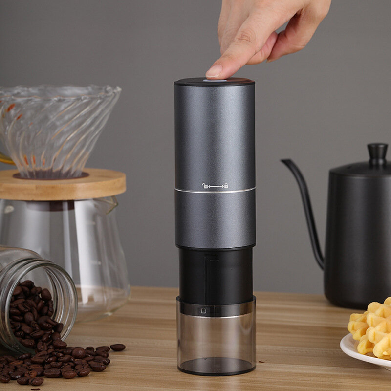 Elektrische kaffee bean grinder tragbaren wiederaufladbare edelstahl schleifen core pulver einstellbar kleine elektrische grinder