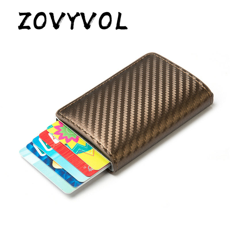 ZOVYVOL – nouveau porte-cartes fin 2021 RFID, pochette marron à rebond, portefeuille intelligent, boîte en aluminium et cuir