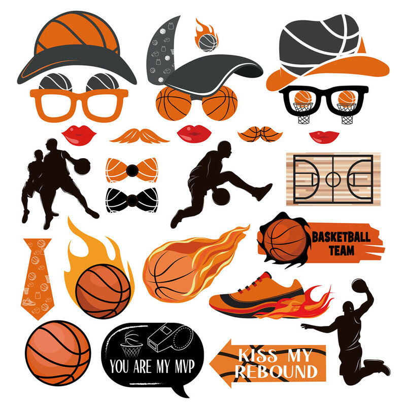 25 Buah/Set Dekorasi Pesta Basket Kartun Anak-anak Perlengkapan Pesta Ulang Tahun Anak Laki-laki Properti Tempat Foto DIY Tema Olahraga Baby Shower