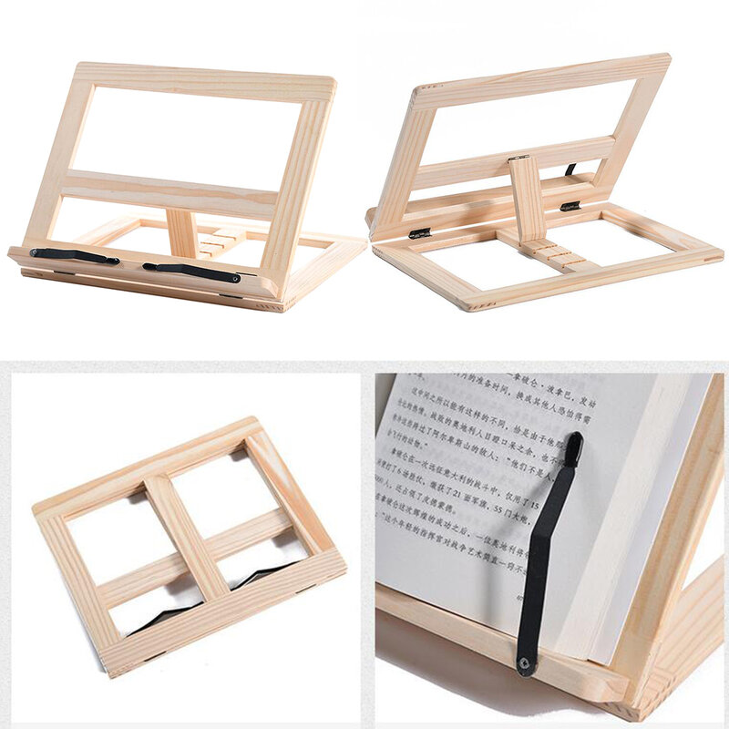 Soporte de madera plegable multifuncional para libros, marco de lectura para estudiantes, con 4 altura ajustable, para caligrafía