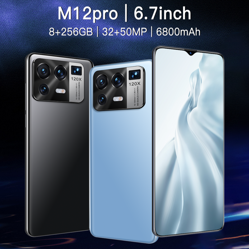 M12 pro versão global 5g smartphone 6.7 Polegada tela 16g 512g memery 64 mp câmera mtk6889 + deca core 6800mah telefone móvel
