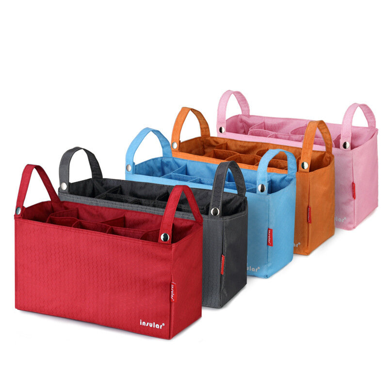 7 Grids Waterdichte Mama Luiertas Solid Nylon Kinderwagen Tas Voor Nappy Handdoek Duurzaam Reizen Zuigeling Vervoer Accessoires
