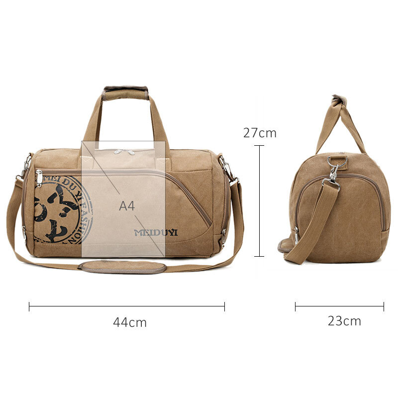 Vintage Sports Travel Bags Men Canvas Luggage Hand Crossbody Bag Large Casual Durable Printing Shoulder Shoe Pack Storage