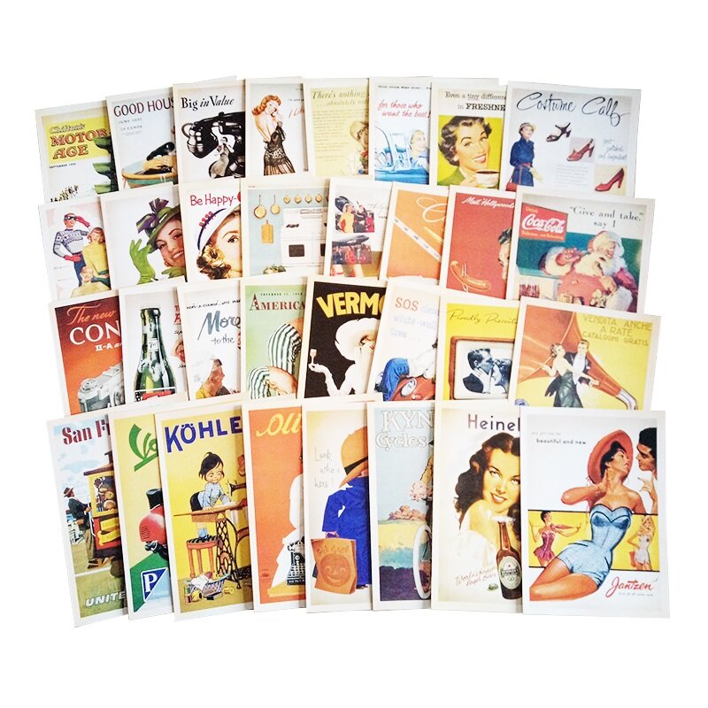 32 Pçs/lote Famoso Clássico Posters Estilo Vintage Set do Cartão de Memória Cartões de Saudação Cartões Postais Presente de Ano Novo