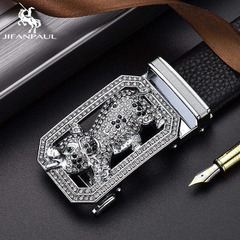 JIFANPAUL-cinturones de cuero de vaca para hombre, cinturones automáticos de alta calidad, 3,8 cm de ancho, correa de cuero de lujo a la moda