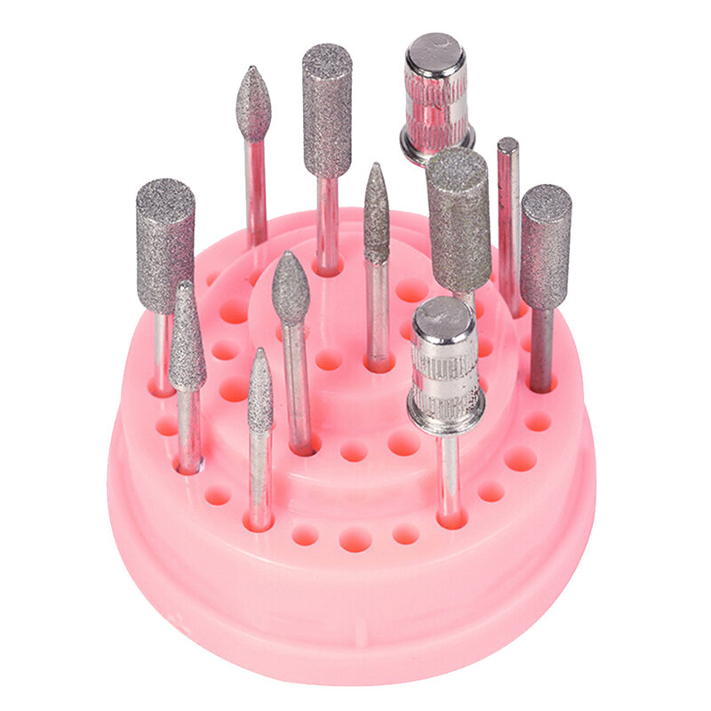 Organizador rosa de 48 buracos, caixa de armazenamento de manicure, suporte para broca de unha, 1 peça