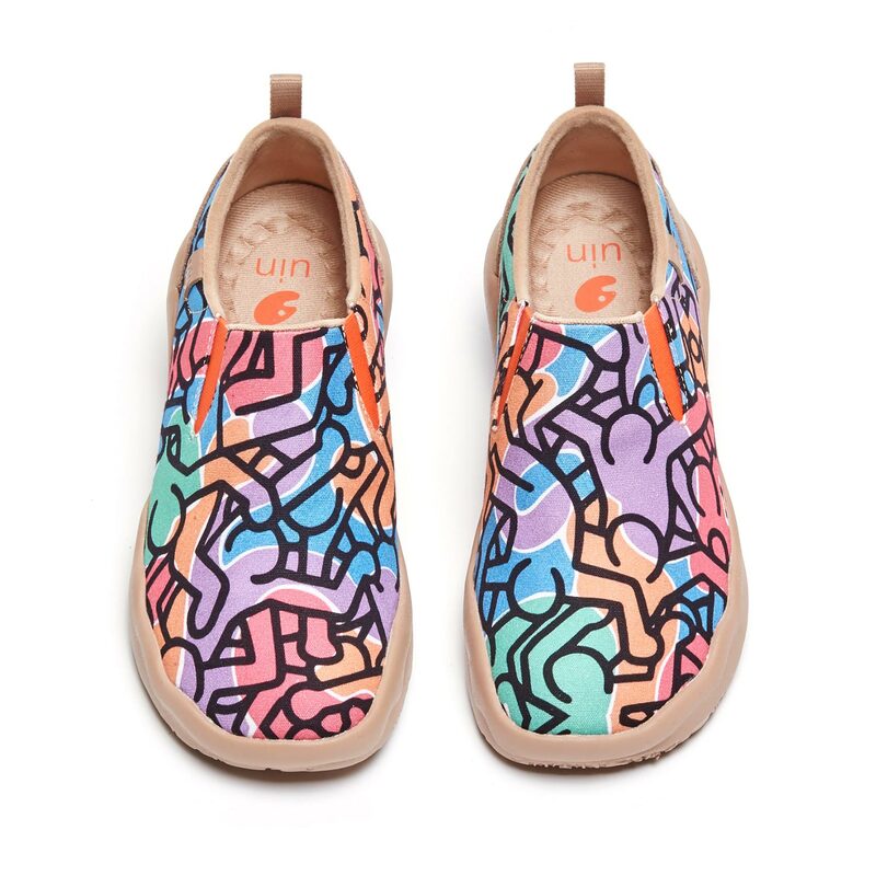 UIN ผู้หญิง Casual Loafers ทาสีเดิน Slip น้ำหนักเบาสบายรองเท้าผ้าใบแฟชั่นรองเท้า Graffiti Series