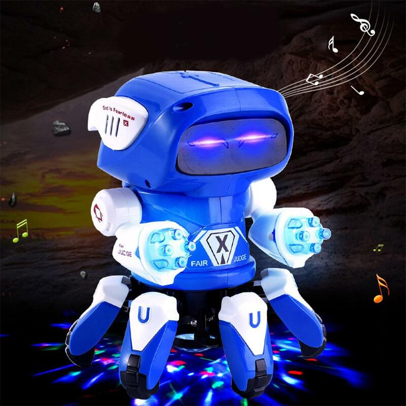 Kuulee 전기 춤 6 발톱 로봇 장난감 빛 음악 로봇 모델 장난감 전기 춤 6 발톱 로봇 장난감