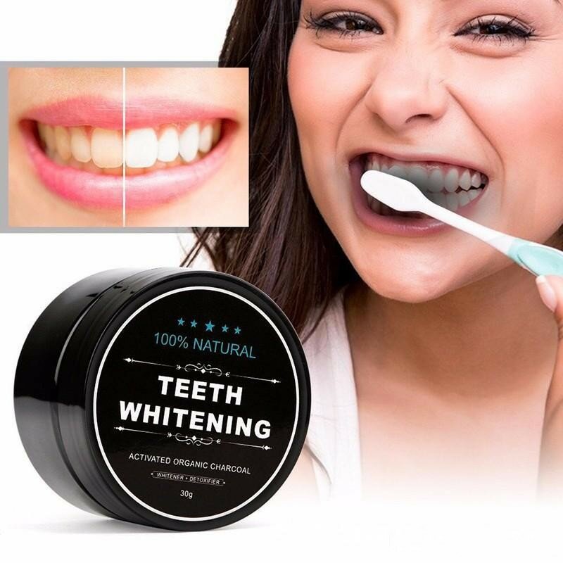 Carvão ativado casca de coco em pó dente branqueamento pó limpeza rápida mancha remoção 30g creme dental higiene oral