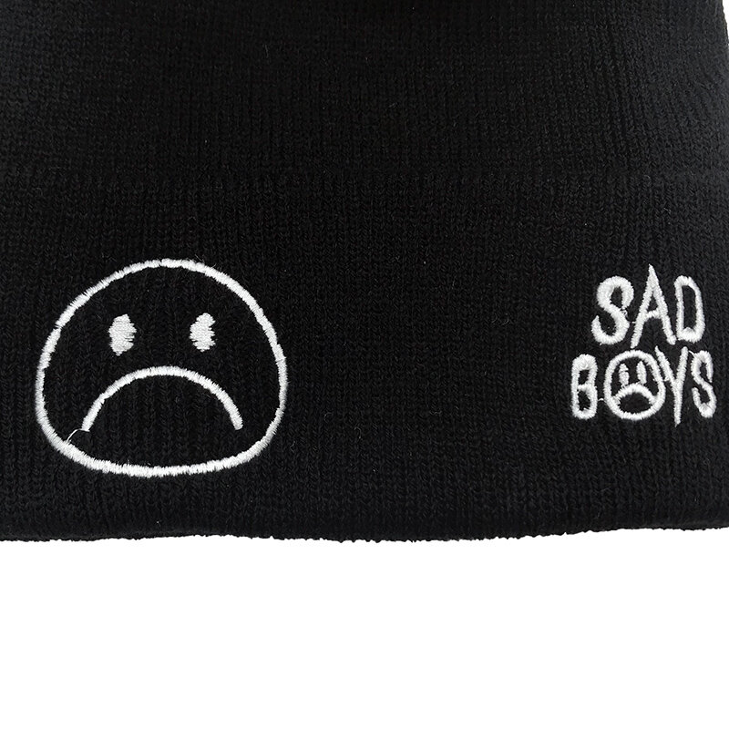 2019 autumn and winter new sad boy Crying face embroidery casual fashion knit hat man woman warm beanie hat Hip-hop Skullies cap