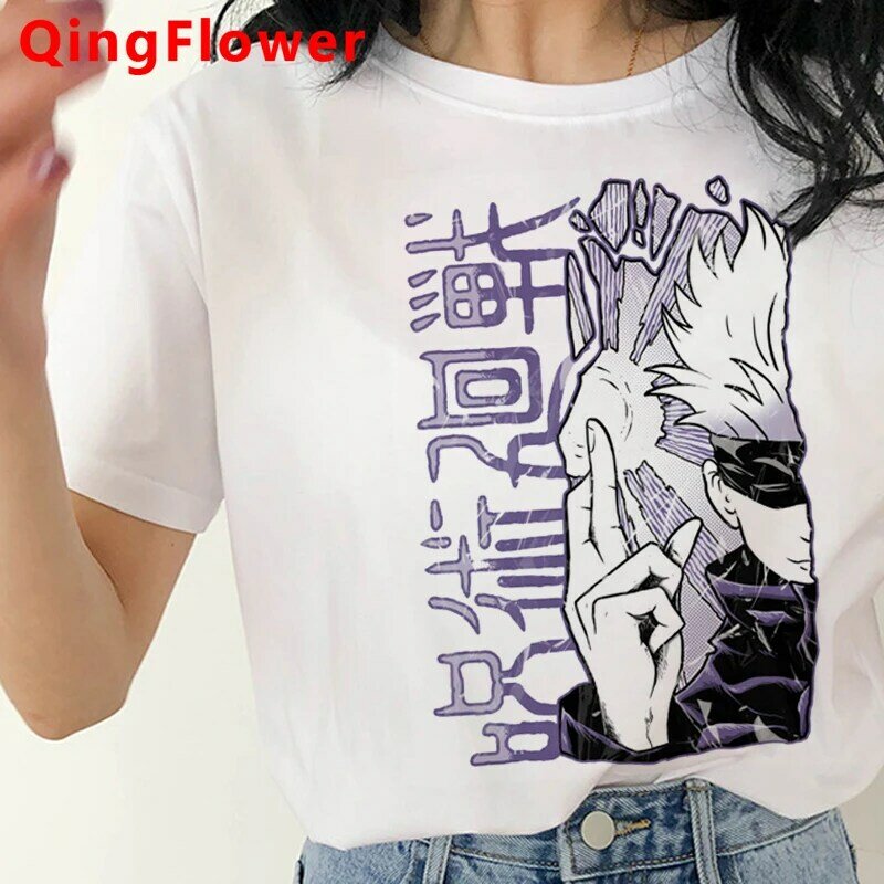 Jujutsu Kaisen-Camiseta informal para mujer, remera estética harajuku