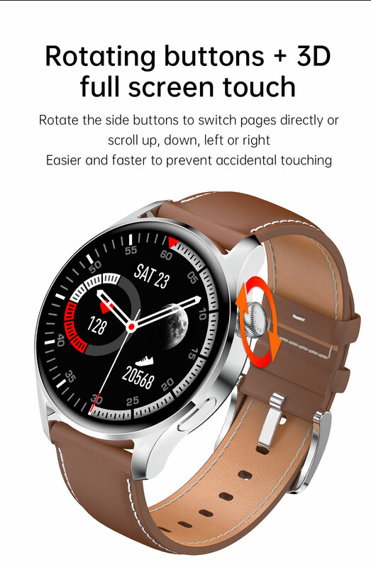 CZJW-reloj inteligente para hombre, accesorio de pulsera resistente al agua con pantalla táctil HD de 390X390 pulgadas, control del ritmo cardíaco y de la presión sanguínea, compatible con Android y regalo