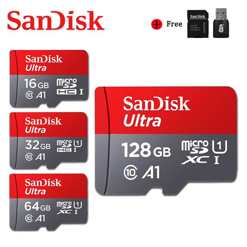 SanDisk 100% 기존 마이크로 SD 카드 클래스 10 16GB 32GB 64GB 128GB TF 카드 Samrtphone 및 테이블 PC 용 최대 98 메가바이트/초 메모리 카드