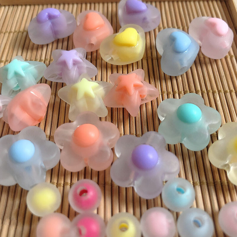 20Pcs  Frosted Star  Acrylic Beads Charms Bracelet Necklace Matte Loose Spacer Beads For Jewelry Making DIY Supplies Accessories