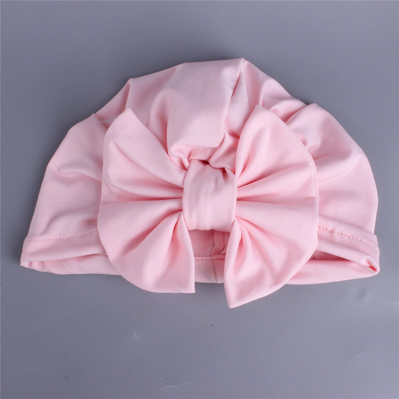 Noworodek maluch Tuban miękkie mleko włókno czapka w jednolitym kolorze Bow Knot chłopcy dziewczęta niemowlę śliczne czapki czapka kapelusz 9 kolory 0-12 miesięcy