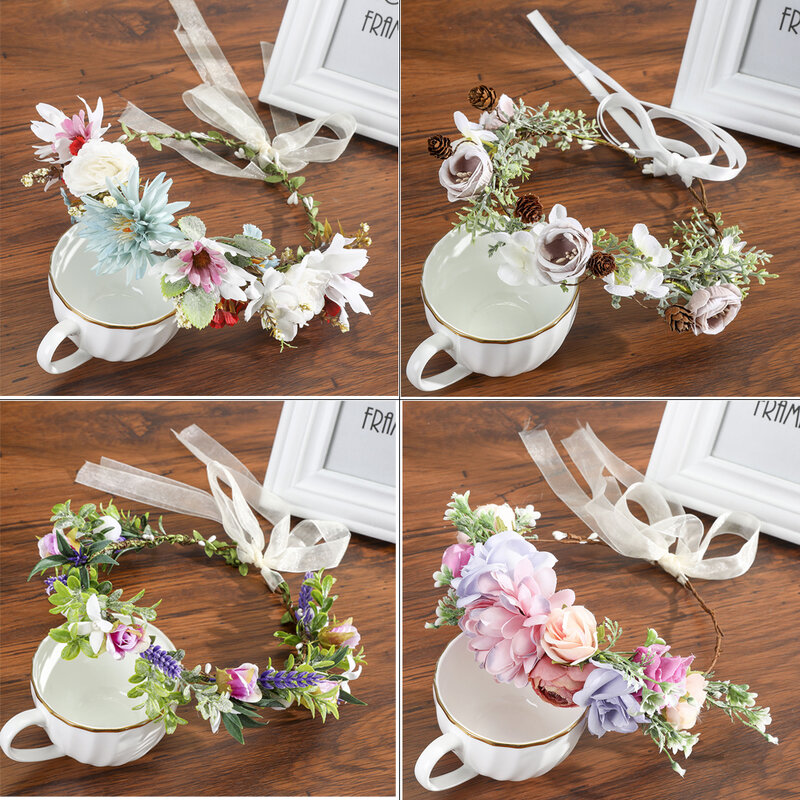 MOLANS 2020 New Fine Bridal Wedding Artificial Flower Crown Fashion Elegant Colorful Plastic Leaves Manual Hair Accessories