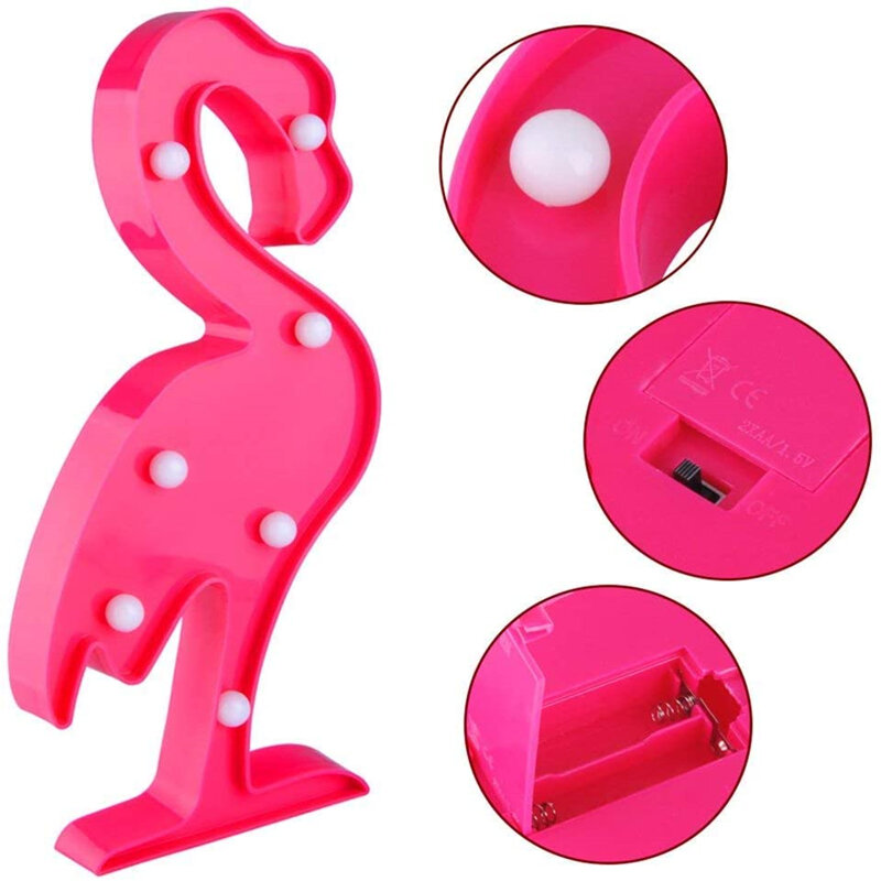 LED Lampu Malam Lucu 3D Kartun Flamingo Bentuk Nanas Kaktus Lampu Meja Tersuci Daya Baterai AA Hadiah Dekorasi Kamar Tidur
