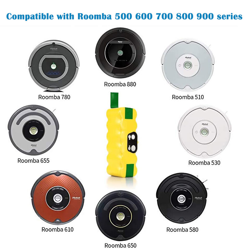 Batería recargable para iRobot Roomba, pila de 3800mAh y 14,4 V para aspiradora 500, 510, 530, 570, 580, 600, 630, 650, 700, 780, 790