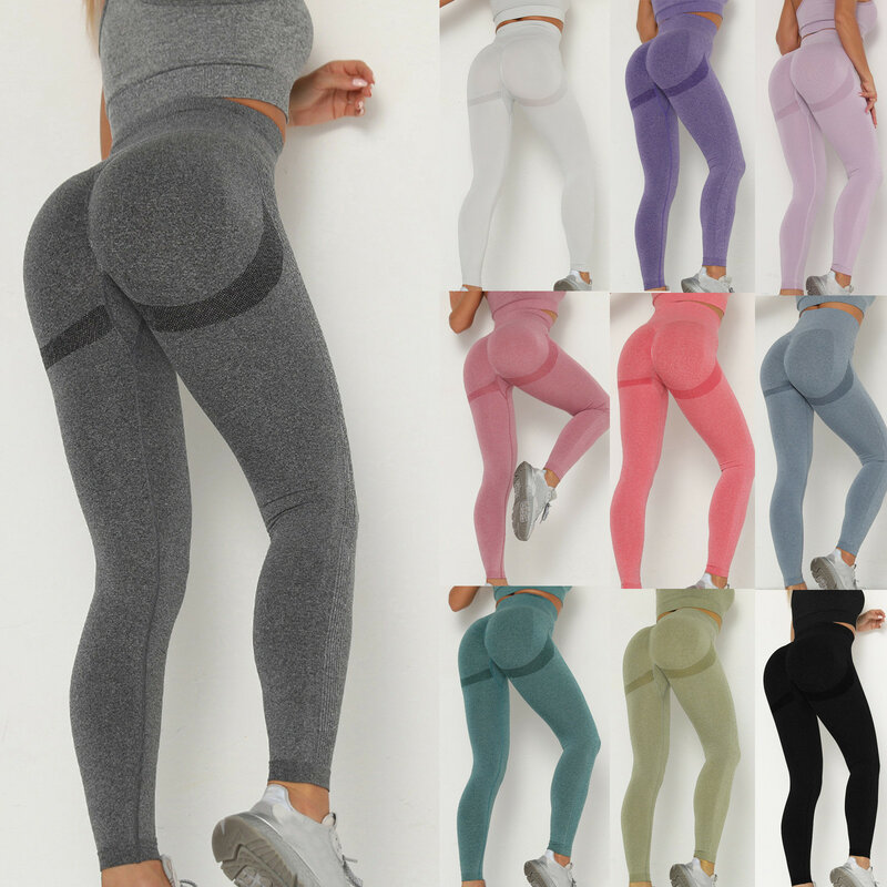 Pantaloni da Yoga a vita alta con sollevamento increspato da donna controllo della pancia Leggings da allenamento elastici calzamaglia bottino allenamento pantaloni da corsa