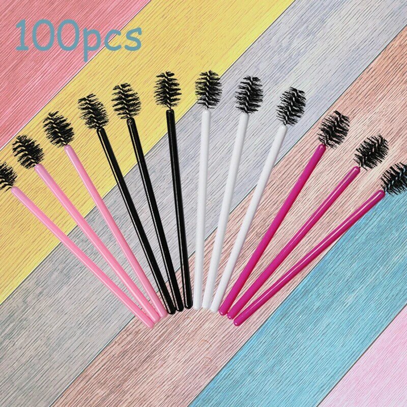 100 PCS Disposable Eyelash Mascara Brushes, Eye Lash Mascara Wand Applicators, Eyebrow Brush,  Makeup Tool Kit