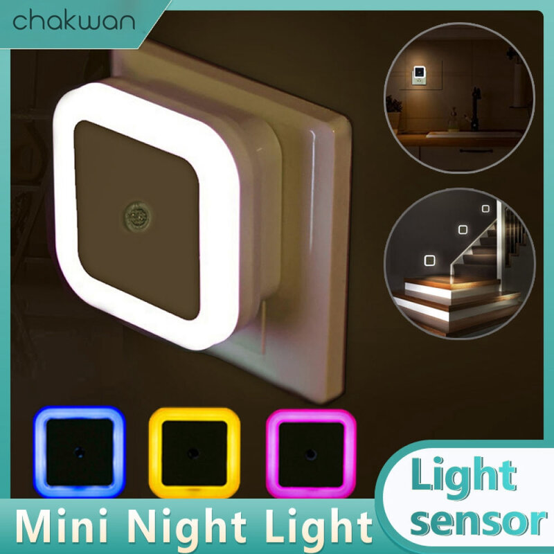 LED Night Light Mini Light Sensor Control 110V 220V EU UK US Plug Nightlight Lamp For Children KidsBedroom Living Room Lighting