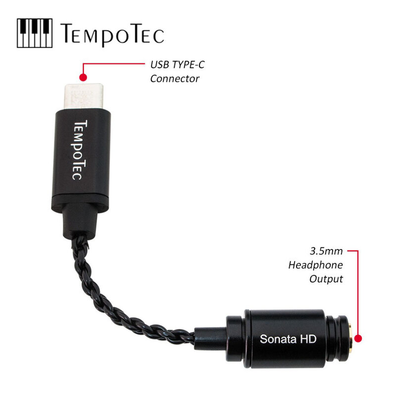 TempoTec – Amplificateur pour casque Sonata HD, USB Type-C vers jack 3,5 mm, adaptateur DAC pour téléphone Android, PC et Mac
