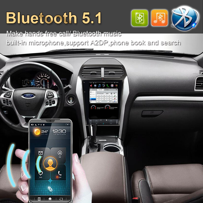 안드로이드 9.0 테슬라 수직 스크린 자동차 멀티미디어 플레이어 GPS 네비게이션 자동 스테레오 라디오, 포드 익스플로러 2013-2022