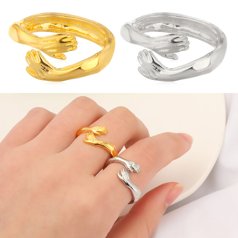 1PC romantique amour câlin sculpté bracelet créatif amour pour toujours doigt ouvert réglable anneau femmes hommes mariage Couple doigt ouvert